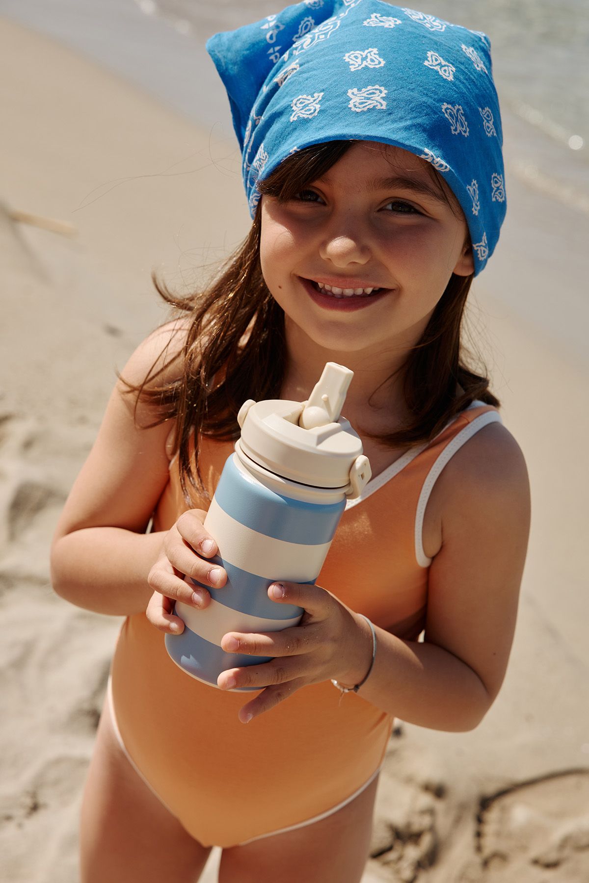 bonita cantimplora de rayas para niño personalizable
