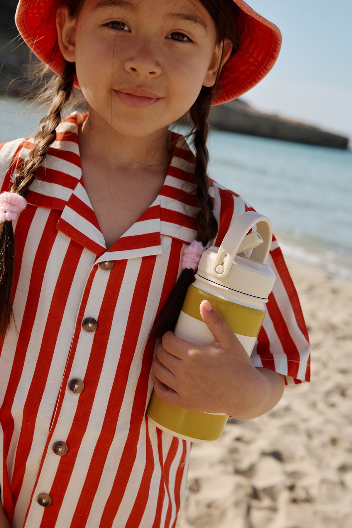 bonita cantimplora de rayas para niño personalizable