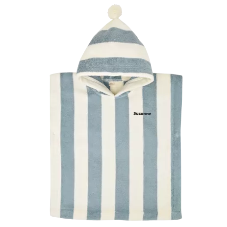 personalizable striped terry poncho for children