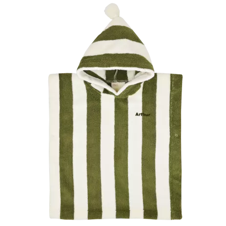 personalizable striped terry poncho for children