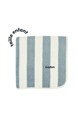 serviette de bain plage rayée et personnalisable pour enfant