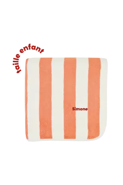 serviette de bain plage rayée et personnalisable pour enfant