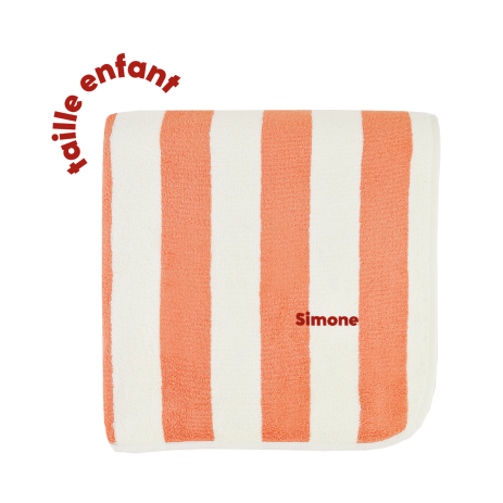 serviette de bain plage rayée et personnalisable pour enfant