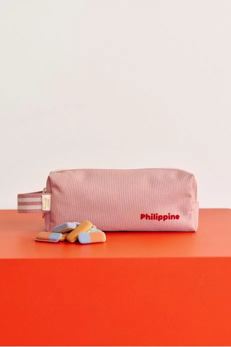 jolie trousse d'école unie et personnalisée avec zip