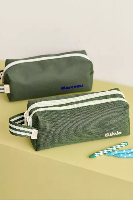 trousse à crayons enfant personnalisable avec double compartiments avec zip