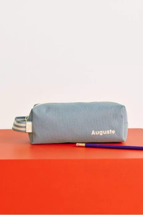 jolie trousse d'école unie et personnalisée avec zip