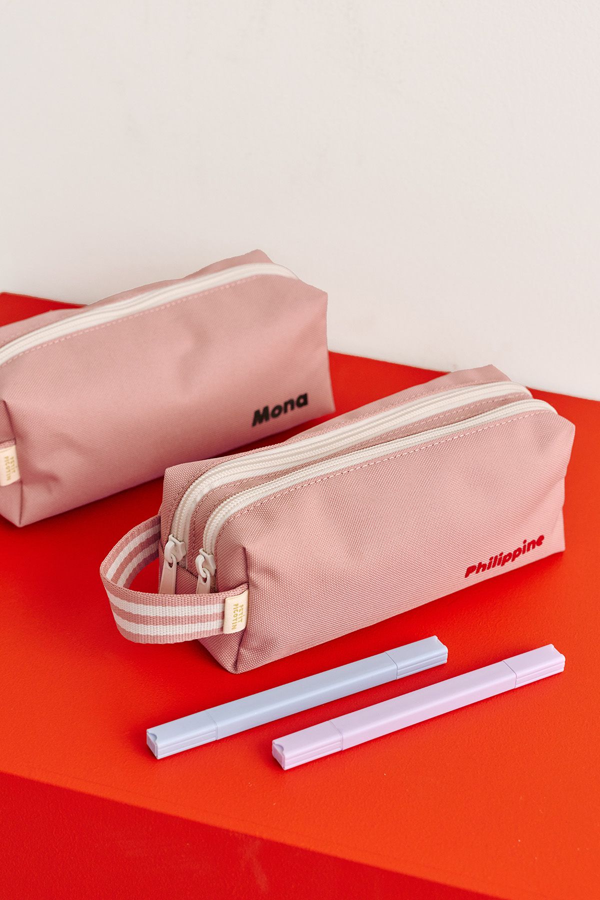 trousse à crayons enfant personnalisable avec double compartiments avec zip