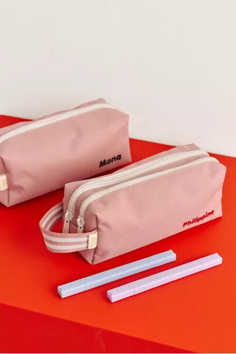 trousse à crayons enfant personnalisable avec double compartiments avec zip