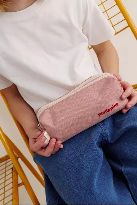 trousse à crayons enfant personnalisable avec double compartiments avec zip