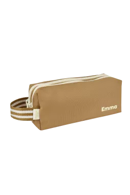 personalisable children's pencil case with double zip compartments