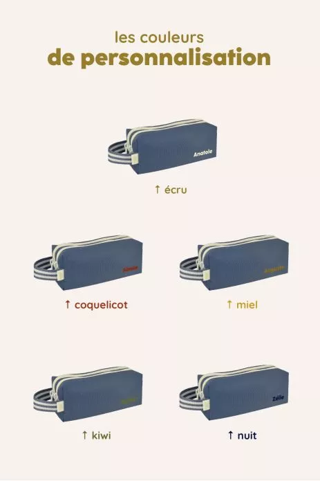 trousse à crayons enfant personnalisable avec double compartiments avec zip