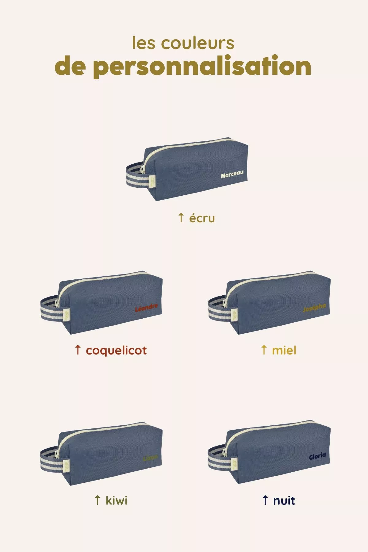 jolie trousse d'école unie et personnalisée avec zip