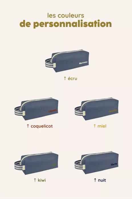 jolie trousse d'école unie et personnalisée avec zip