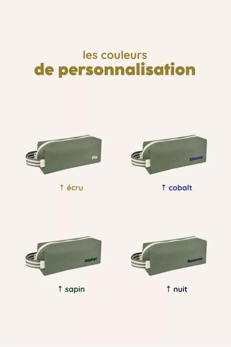 jolie trousse d'école unie et personnalisée avec zip
