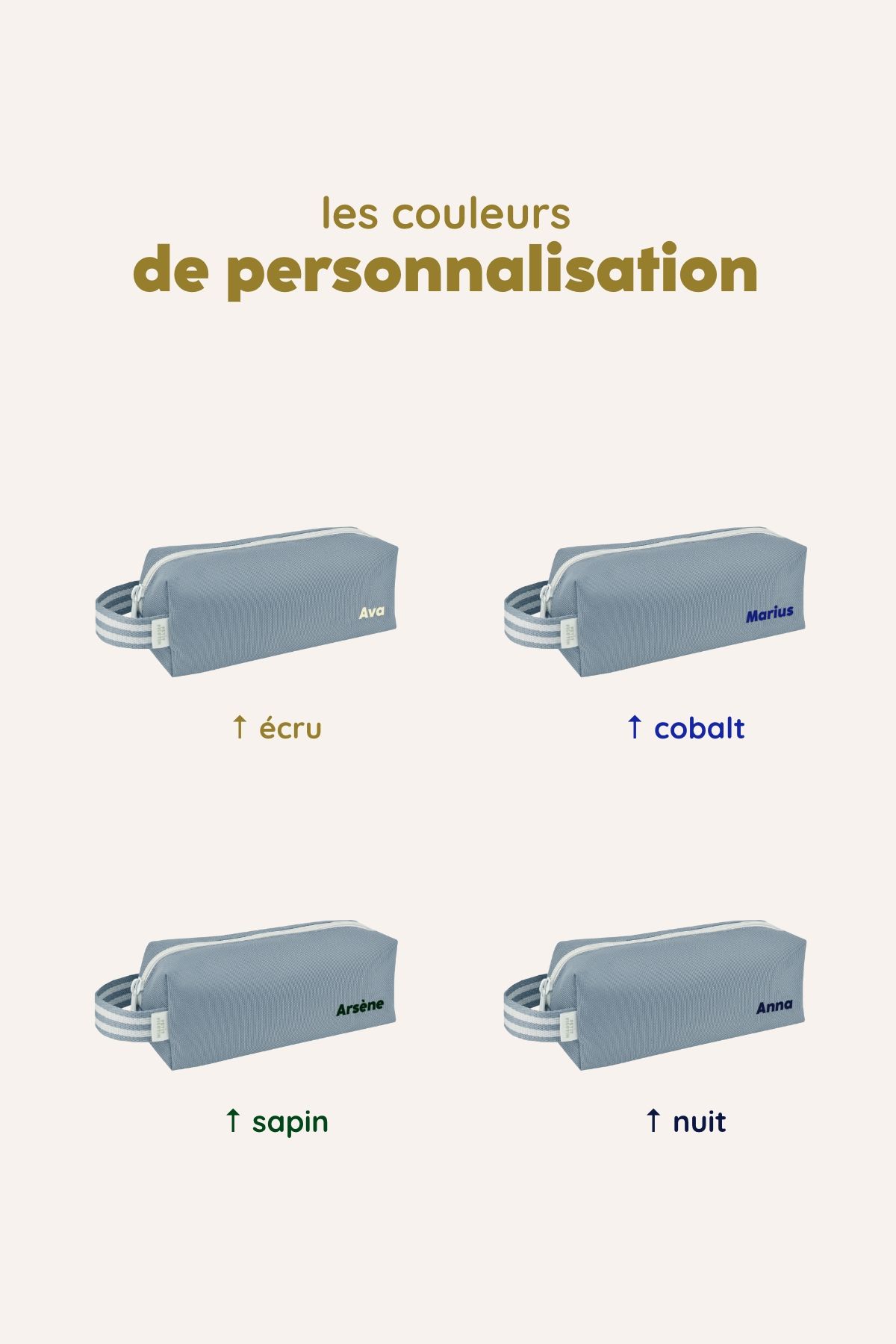 jolie trousse d'école unie et personnalisée avec zip