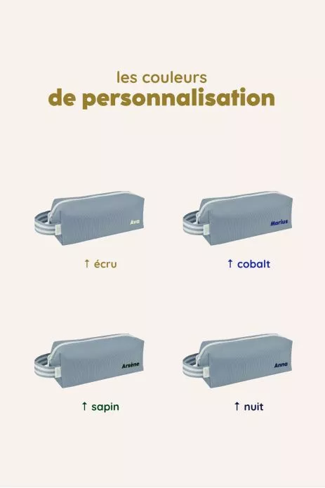 jolie trousse d'école unie et personnalisée avec zip