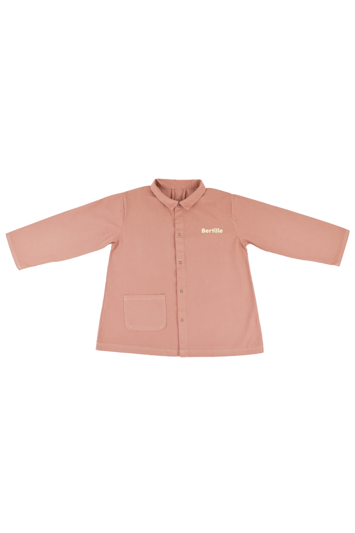 personalizable children's school smock in cotton with snap fasteners