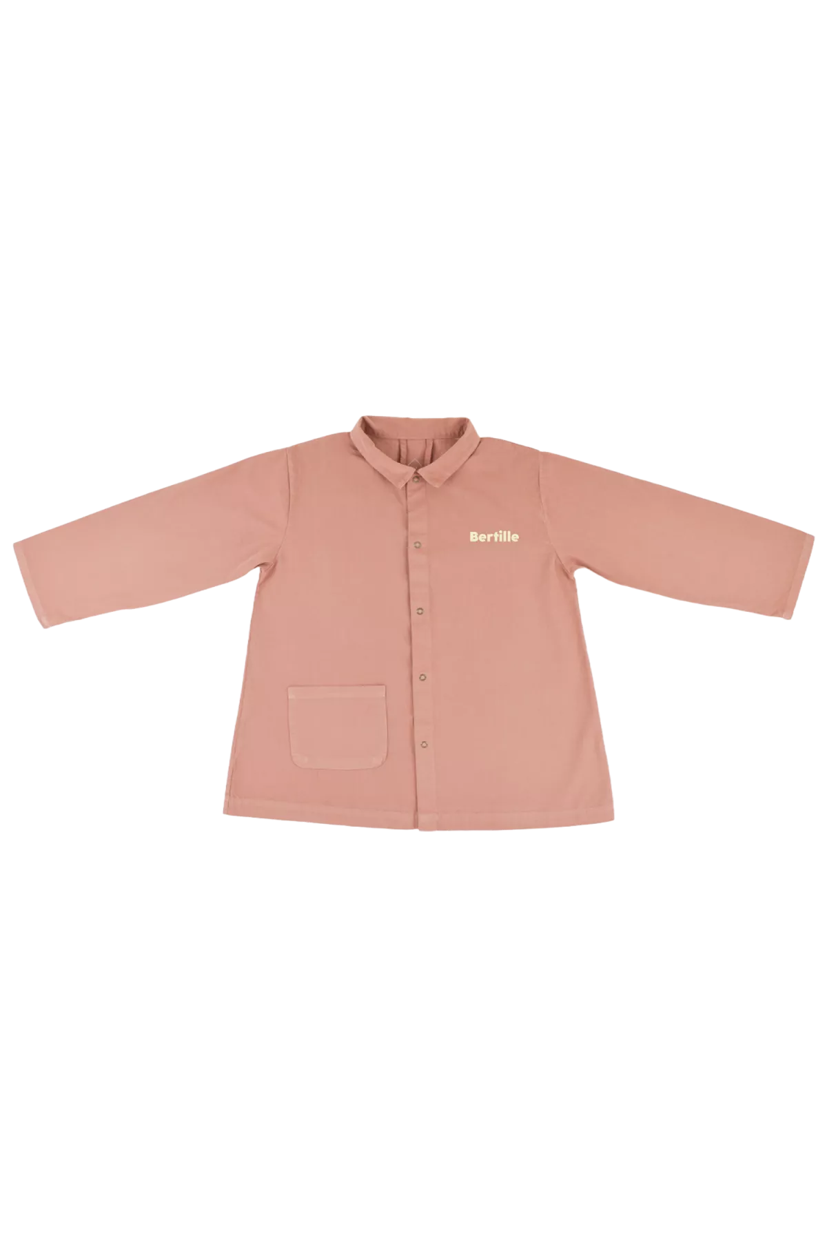 personalizable children's school smock in cotton with snap fasteners
