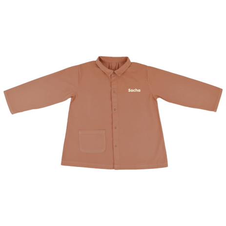 personalizable children's school smock in cotton with snap fasteners