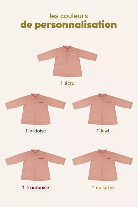 blouse enfant d'écolier en coton personnalisable avec pressions