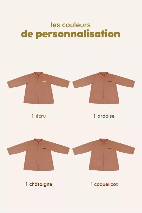 blouse enfant d'écolier en coton personnalisable avec pressions