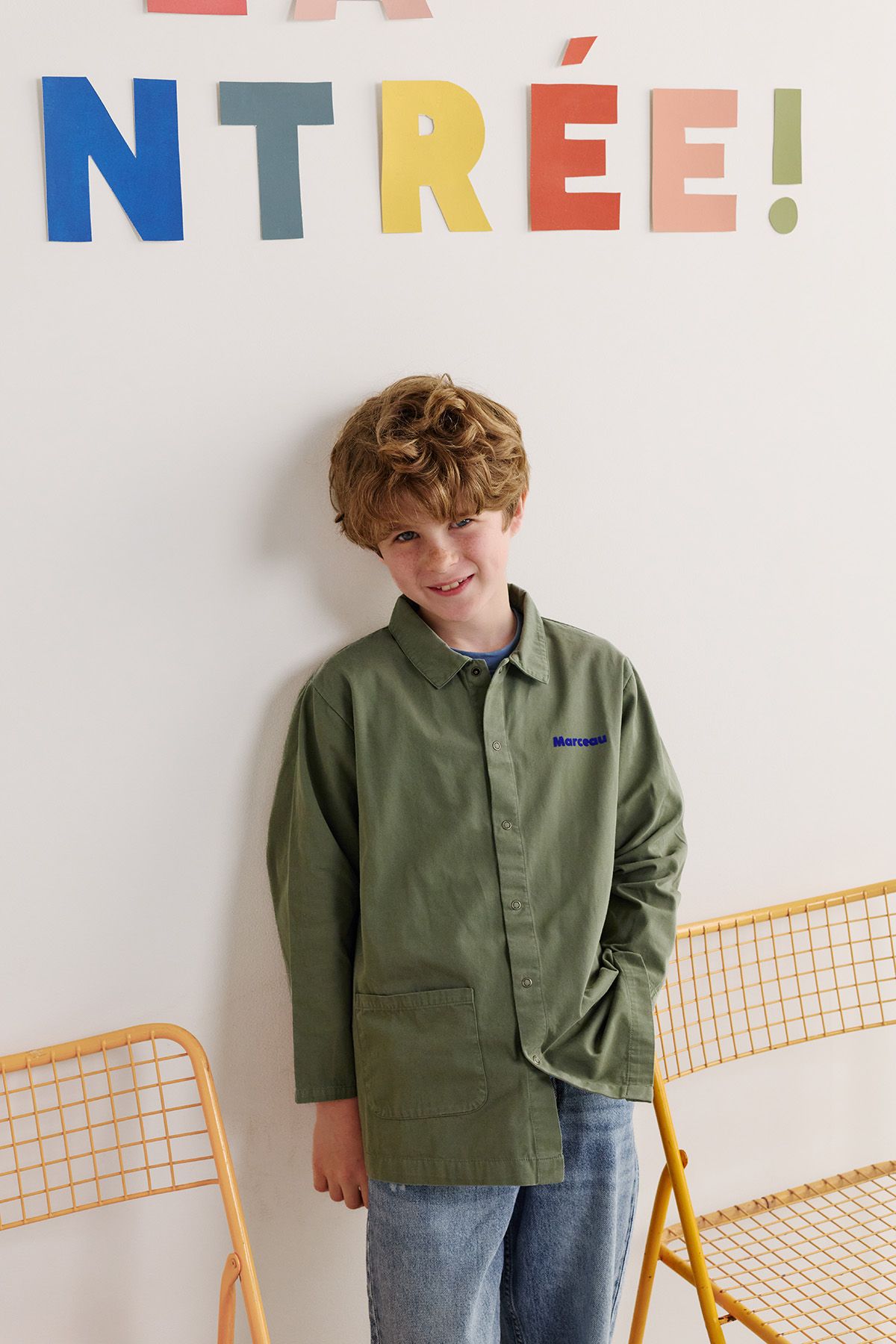 blouse enfant d'écolier en coton personnalisable avec pressions