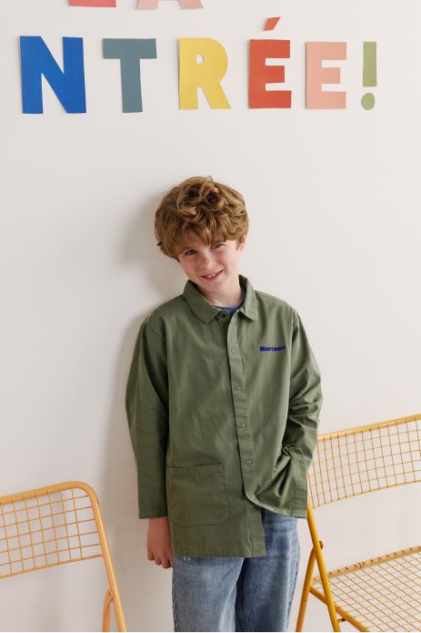 blouse enfant d'écolier en coton personnalisable avec pressions