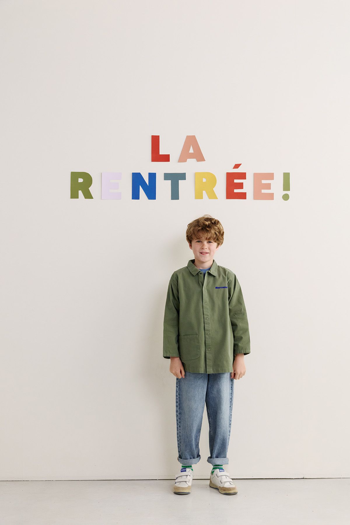 blouse enfant d'écolier en coton personnalisable avec pressions