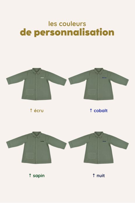 personalizable cotton schoolboy smock with snap fasteners