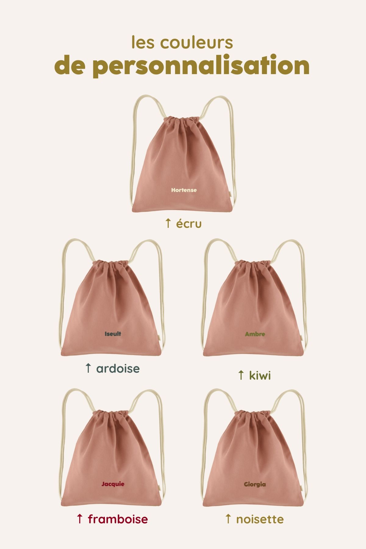 sac cordon personnalisable en coton pour le sport et activités enfant