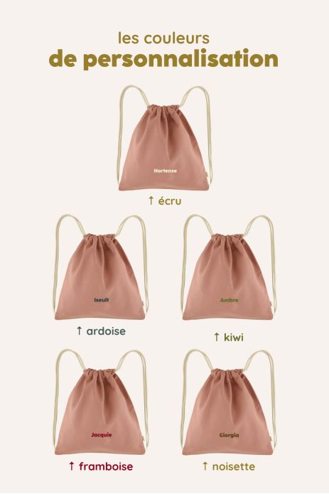 sac cordon personnalisable en coton pour le sport et activités enfant