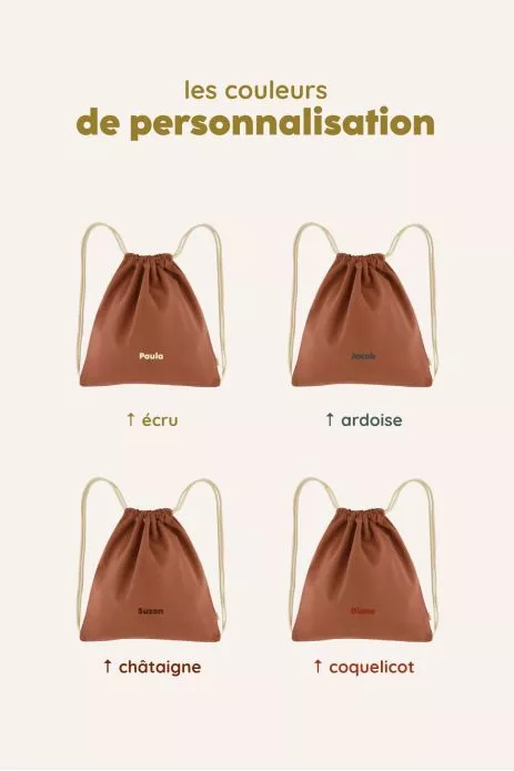 sac cordon personnalisable en coton pour le sport et activités enfant