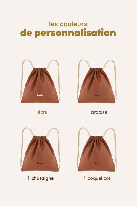 personalized cotton drawstring bag for children's sports and activities