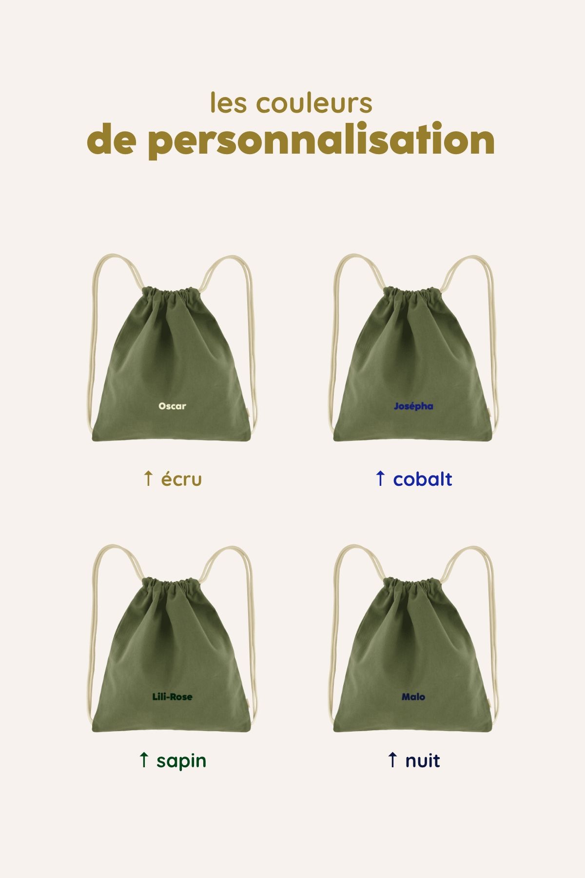 sac cordon personnalisable en coton pour le sport et activités enfant