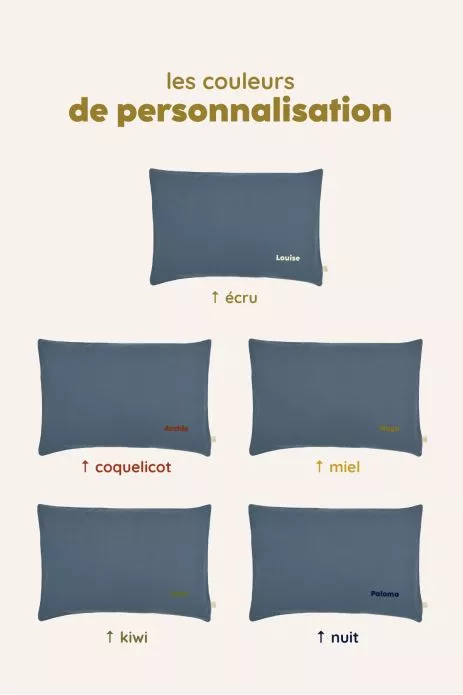 oreiller enfant personnalisable lange de coton parfait pour la sieste