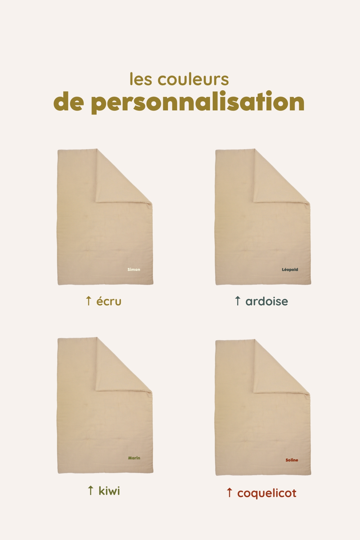 couverture matelassée pour bébé unie et personnalisable
