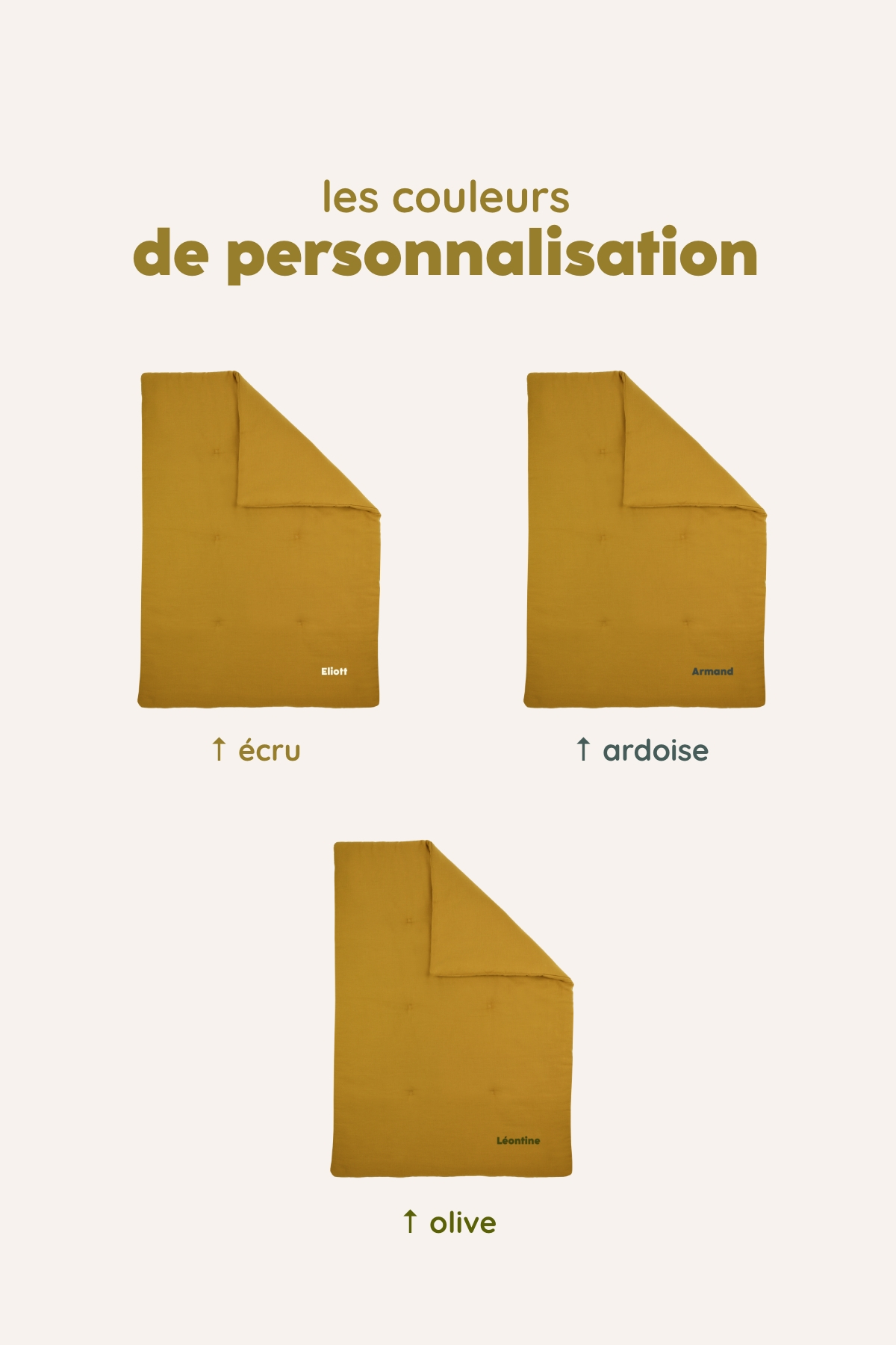 manta acolchada para bebé lisa y personalizable