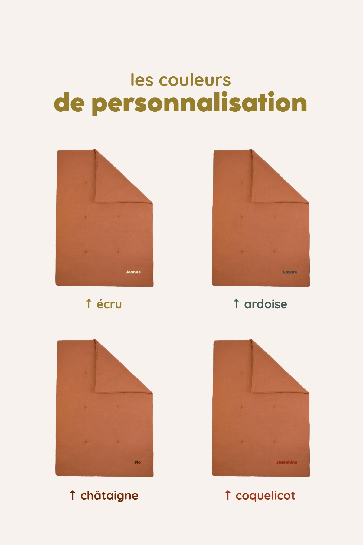 couverture matelassée pour bébé unie et personnalisable