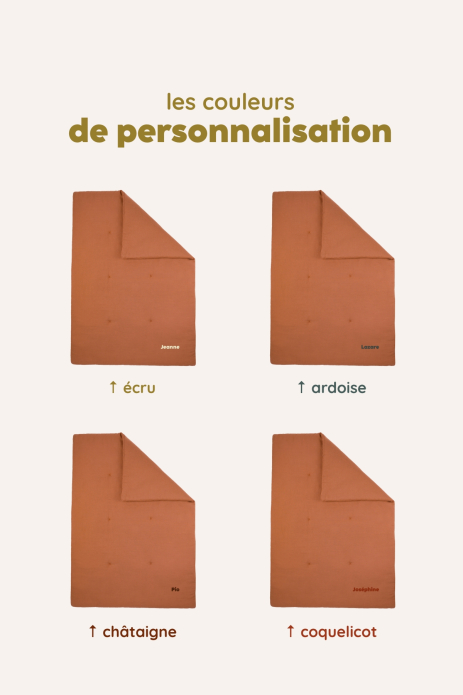 manta acolchada para bebé lisa y personalizable