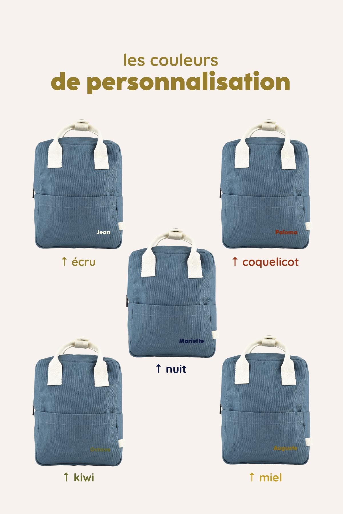 mochila infantil personalizable en algodón perfecta para la guardería