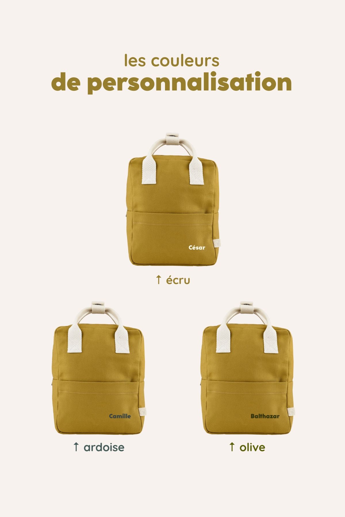 mochila infantil personalizable en algodón perfecta para la guardería