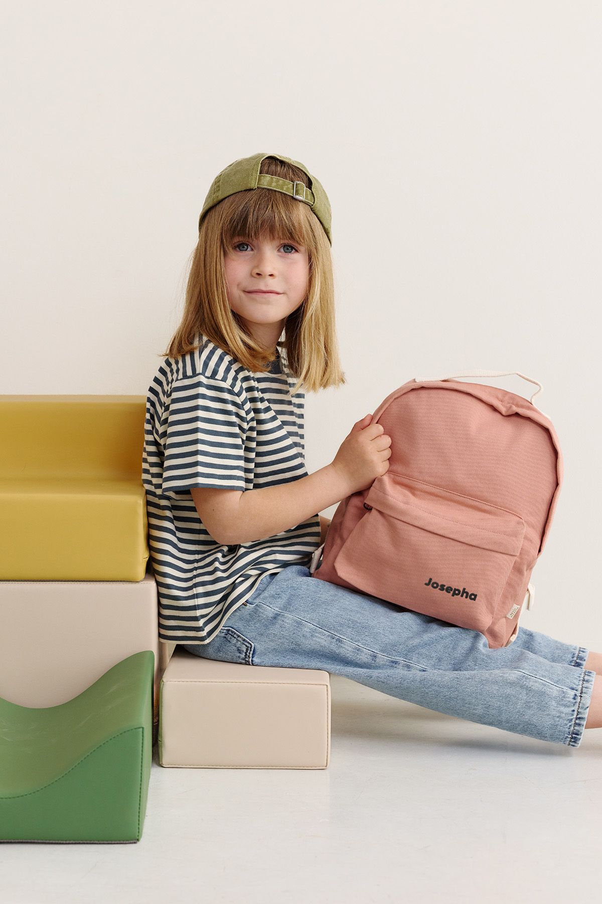 Personalized timeless cotton school backpack for children