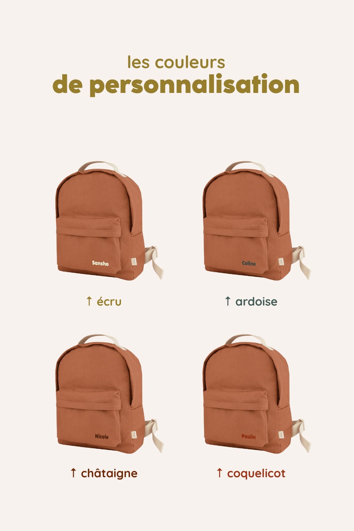 Sac à dos personnalisé école en coton intemporel enfant