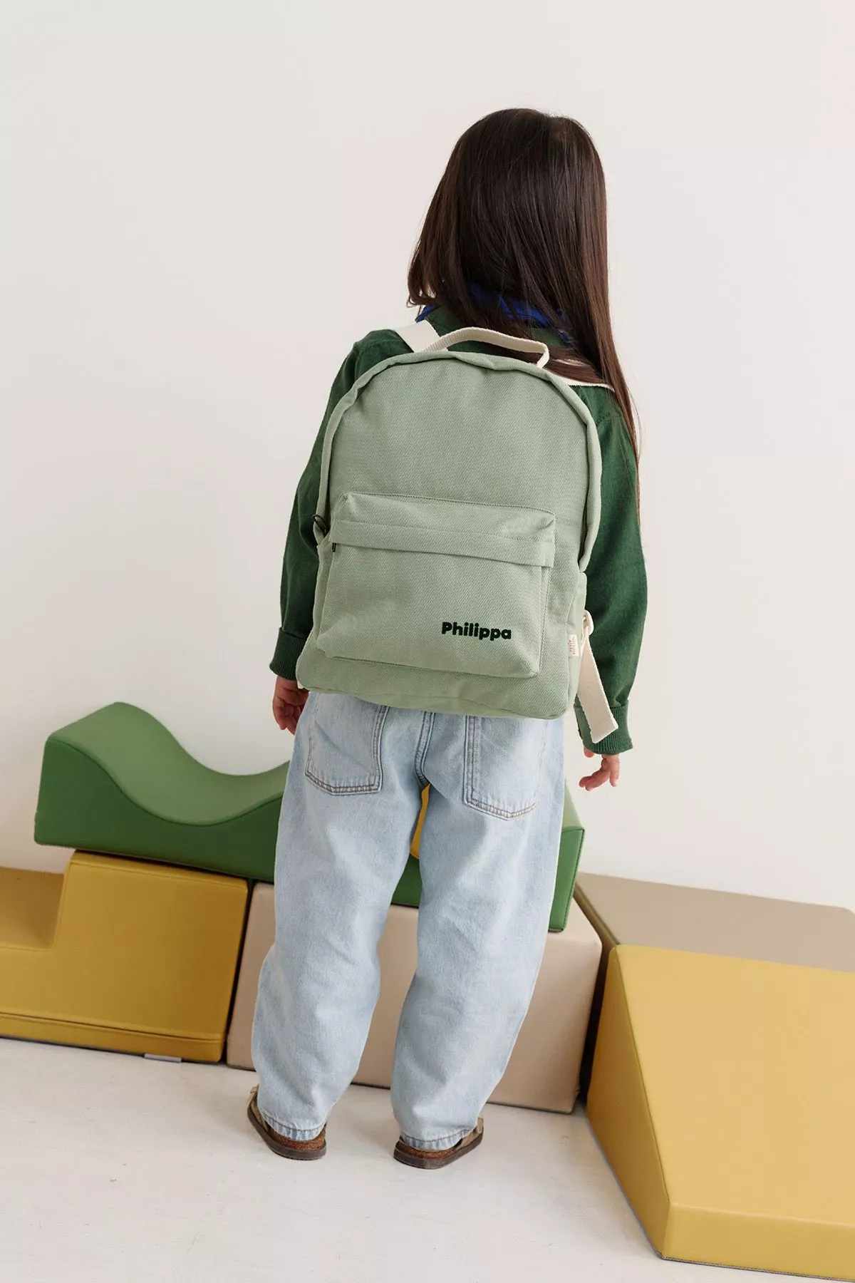 Personalized timeless cotton school backpack for children