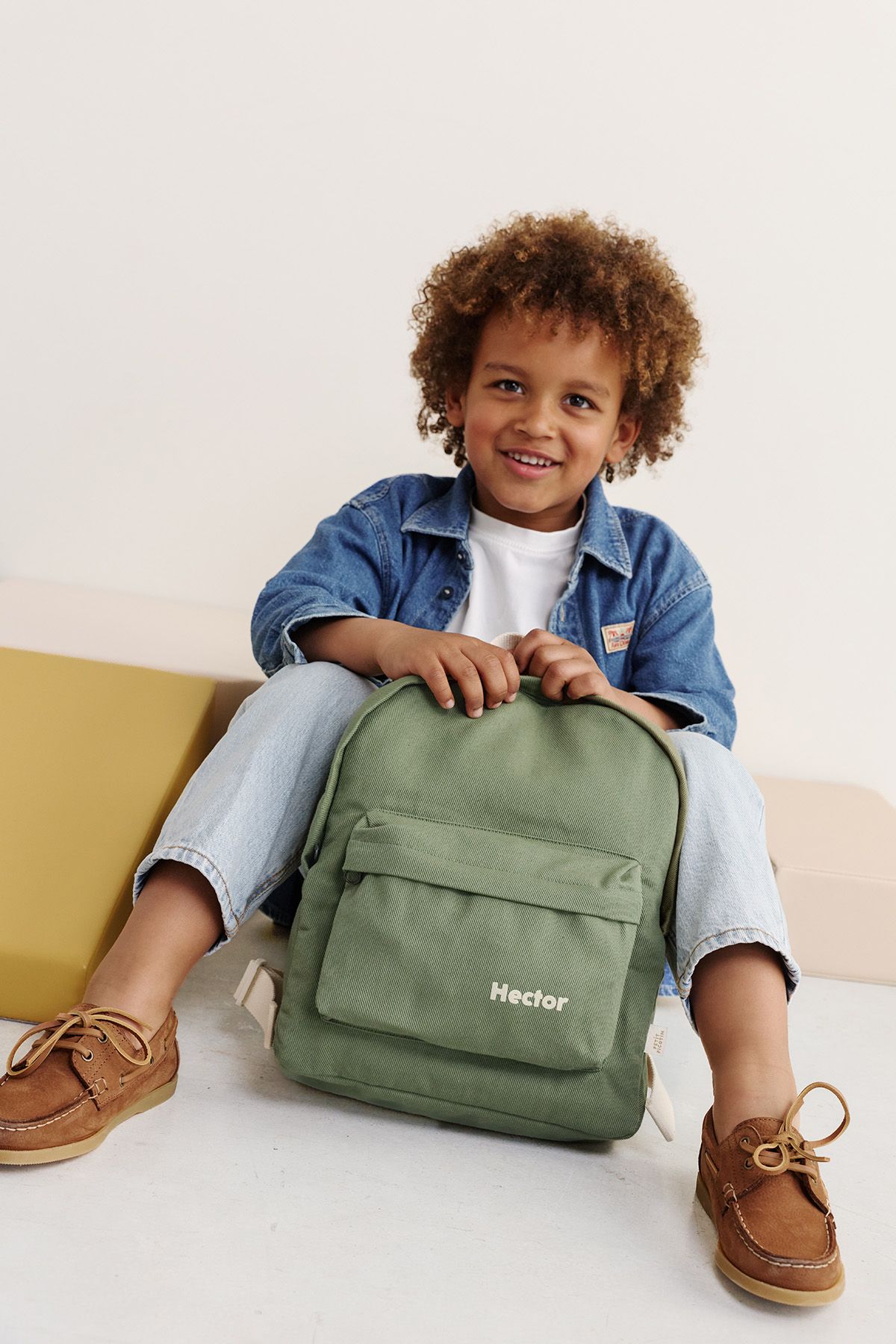 Personalized timeless cotton school backpack for children