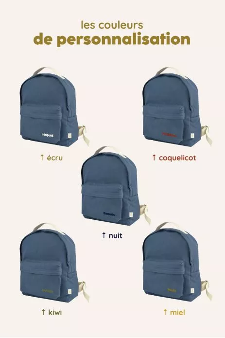 Sac à dos personnalisé école en coton intemporel enfant