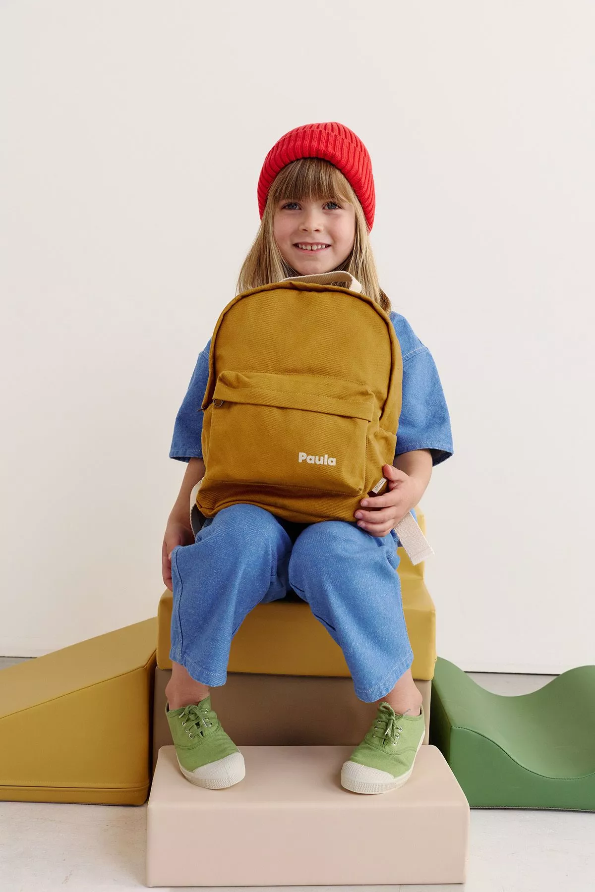 Personalized timeless cotton school backpack for children