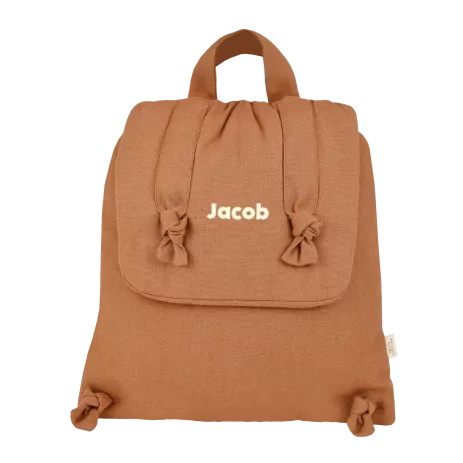 sac à dos bébé en lin personnalisable cadeau naissance crèche école maternelle