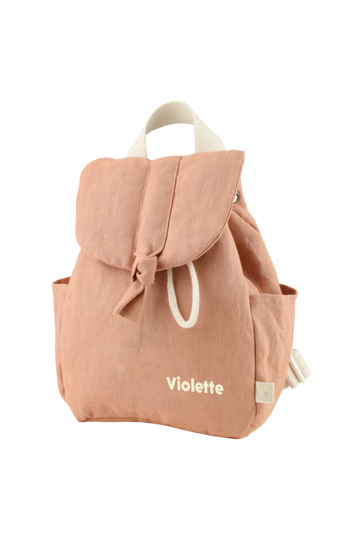 mochila de bebé de lino personalizable con asas ajustables