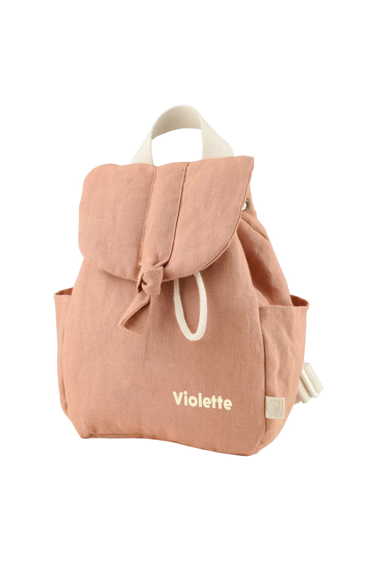 sac à dos bébé en lin personnalisable avec anses ajustables
